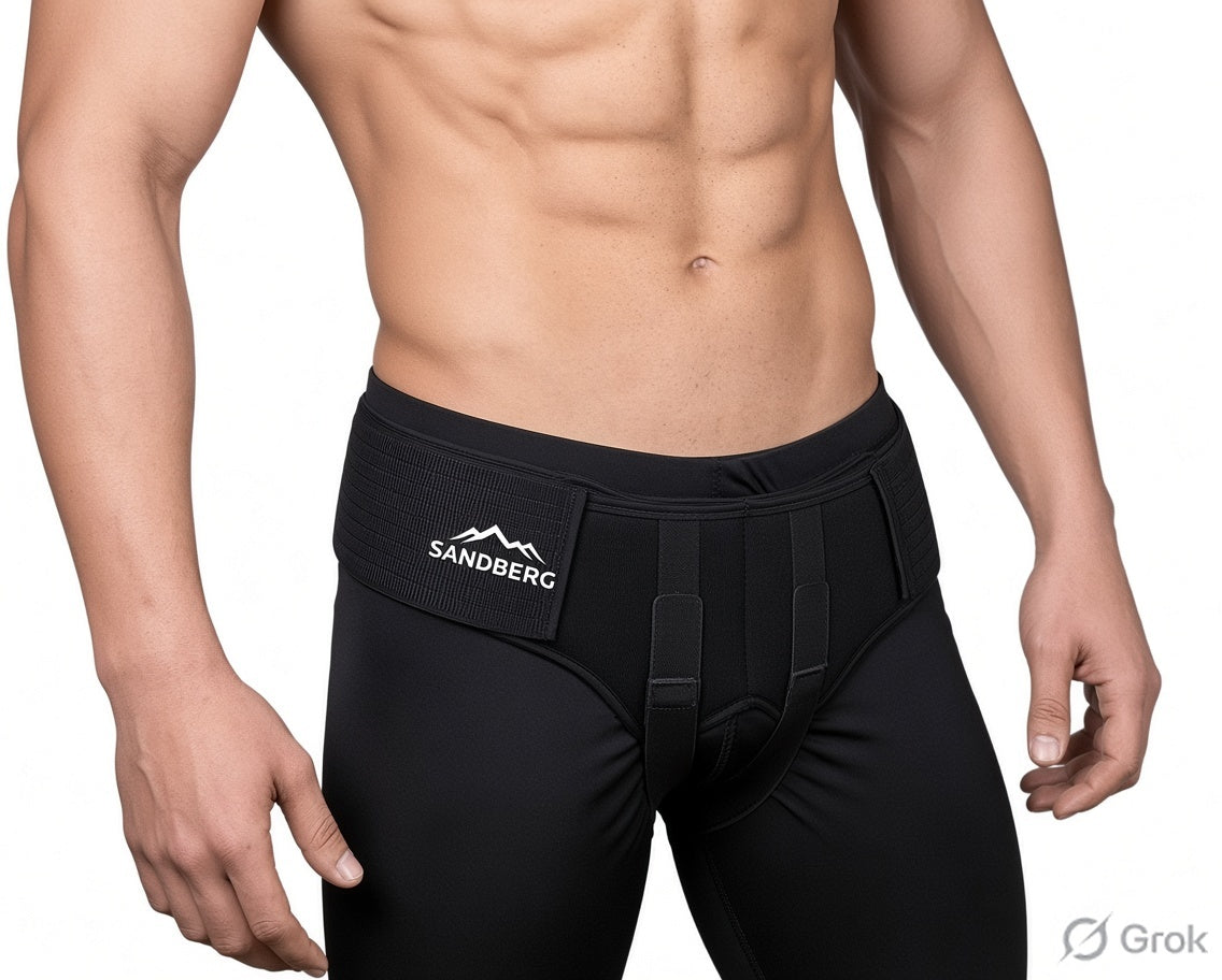 Sandberg Hernia Belt for Men - Groin Hernia Support for Men 2 Removable Compression Pads & Adjustable Groin Straps Double inguinal Hernia Support for Men