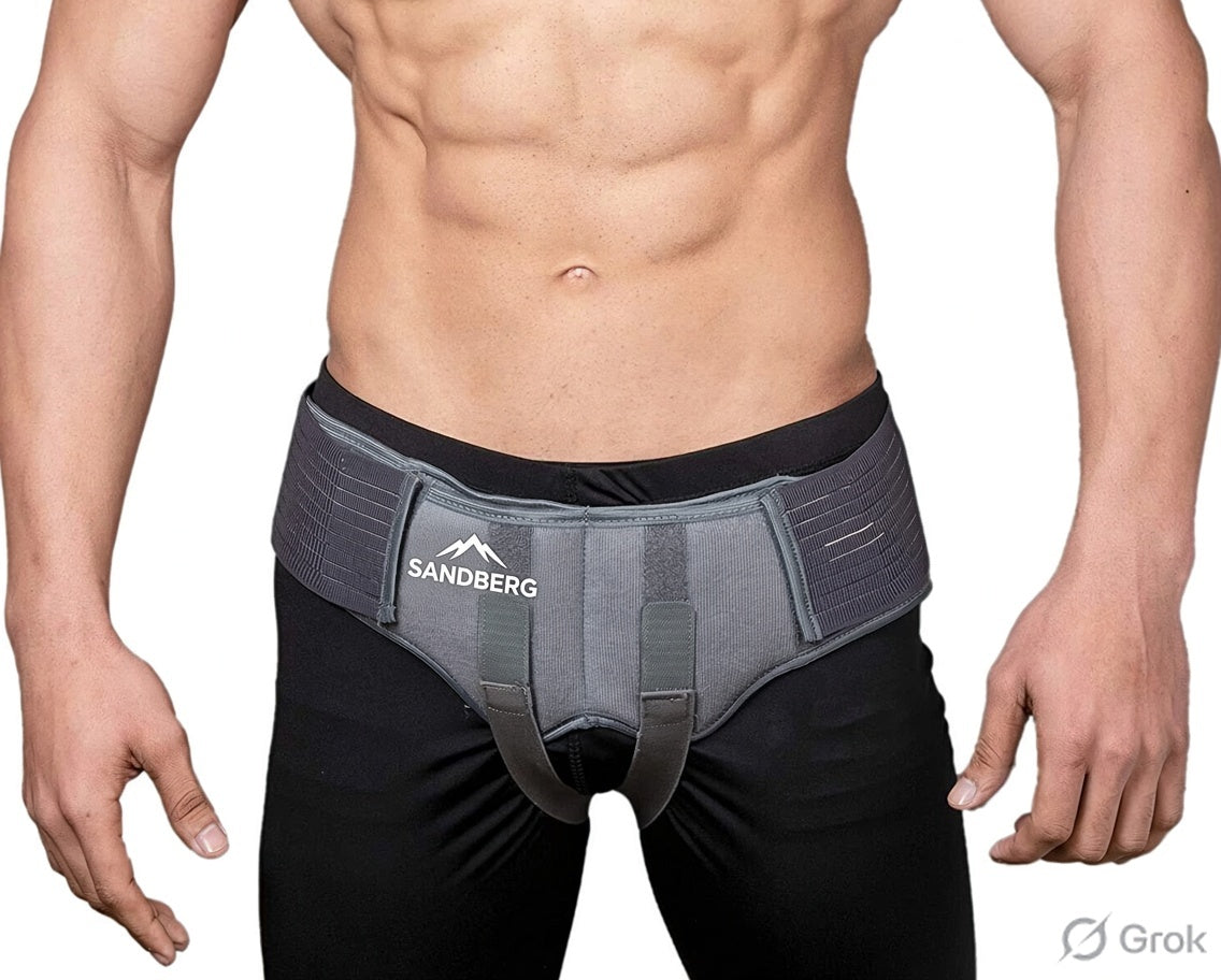 Sandberg Hernia Belt for Men - Groin Hernia Support for Men 2 Removable Compression Pads & Adjustable Groin Straps Double inguinal Hernia Support for Men