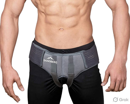 Sandberg Hernia Belt for Men - Groin Hernia Support for Men 2 Removable Compression Pads & Adjustable Groin Straps Double inguinal Hernia Support for Men