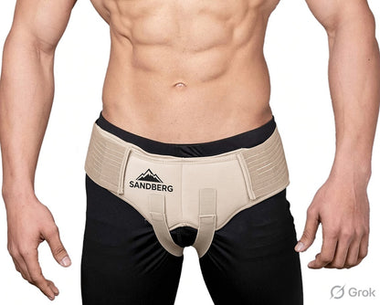 Sandberg Hernia Belt for Men - Groin Hernia Support for Men 2 Removable Compression Pads & Adjustable Groin Straps Double inguinal Hernia Support for Men