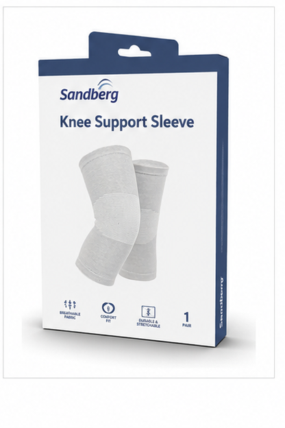 Sandberg Knee Cap for Men & Women | Bamboo Knee Compression Support Sleeve | Soft Padded Stretch Fabric Knees Support for Walking, Training, Sports & General Activities | Grey | 1 Pair